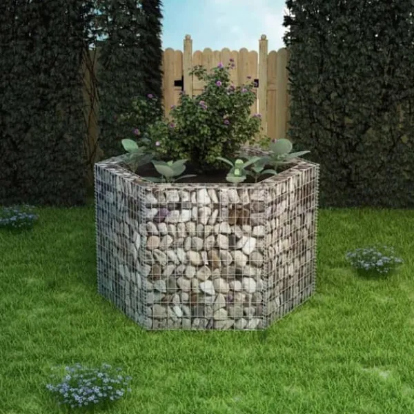 Discount sekskantet gabion-højbed 160x134x100 cm - Plantekrukker Krukker & Plantebeholdere