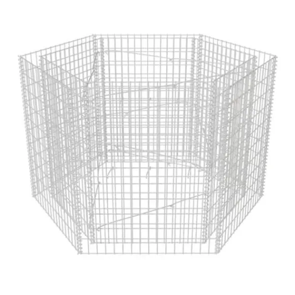 Discount sekskantet gabion-højbed 160x134x100 cm - Plantekrukker Krukker & Plantebeholdere