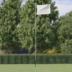 Best sektionsinddelt flagstang 6,23 m aluminium sølvfarvet Flag & Vindposer