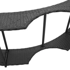 Sale spakant med opbevaring og trætrin polyrattan sort Spa & Udendørsbad