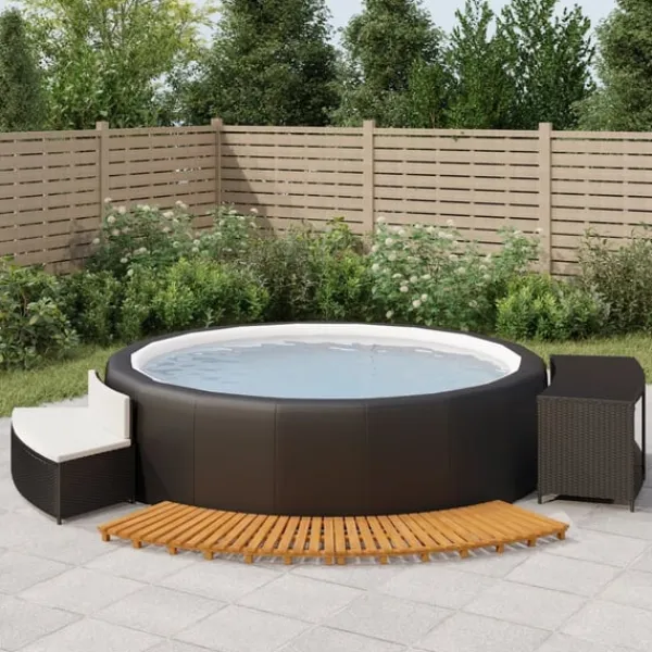 vidaXL Spa & Udendørsbad^spakant polyrattan og massivt akacietræ sort