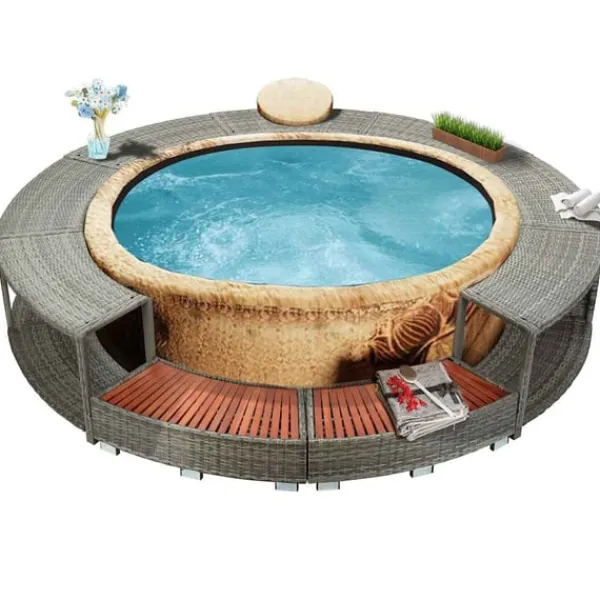 vidaXL Spa & Udendørsbad^spakant polyrattan grå