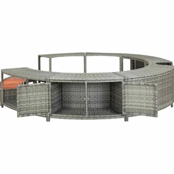 vidaXL Spa & Udendørsbad^spakant polyrattan grå