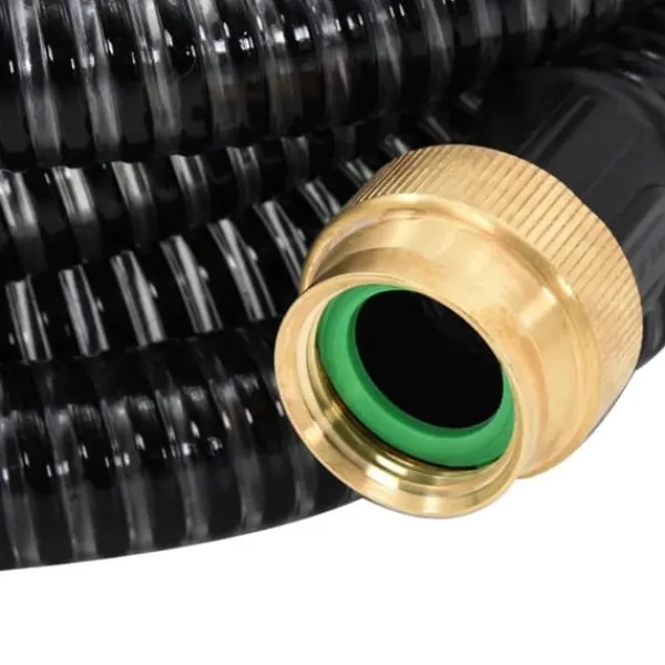 vidaXL Vanding^sugeslange med messingkoblinger 1,1" 25 m PVC sort - Haveslanger