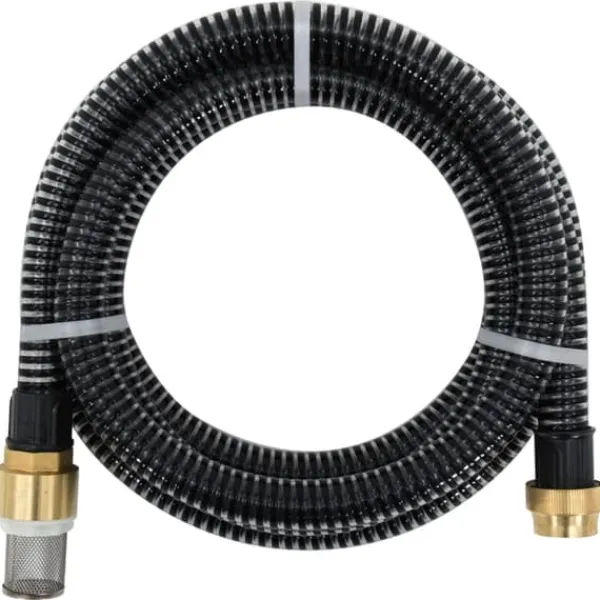 vidaXL Vanding^sugeslange med messingkoblinger 1,1" 4 m PVC sort - Haveslanger