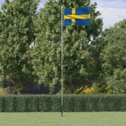 Sale Sverige flag og flagstang 6,23 m aluminium - Flag & vimpler Flag & Vindposer