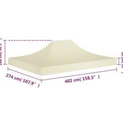 vidaXL Telte & Lysthuse^tag til festtelt 4x3 m 270 g/m² cremefarvet - Festtelte & havepavilloner – tage