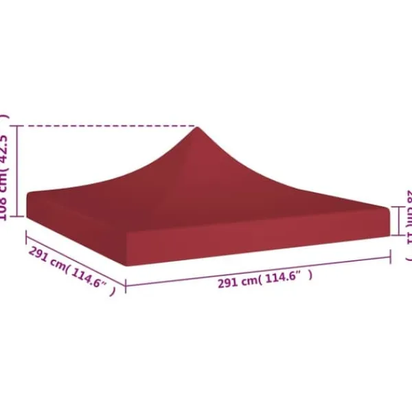 vidaXL Telte & Lysthuse^tag til festtelt 3x3 m 270 g/m² bordeauxfarvet - Festtelte & havepavilloner – tage