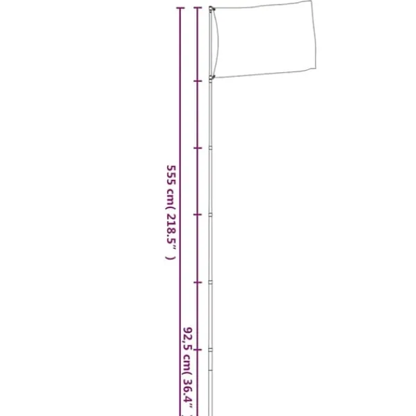 vidaXL Flag & Vindposer^teleskopflagstang 5,5 m aluminium sølvfarvet