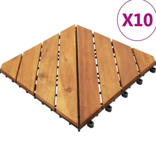 Outlet terrassefliser 10 stk. 30x30 cm massivt akacietræ - Gulve Havedekorationer