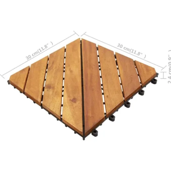Outlet terrassefliser 10 stk. 30x30 cm massivt akacietræ - Gulve Havedekorationer