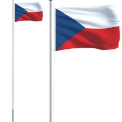 vidaXL Flag & Vindposer^Tjekkiet flag og flagstang 6,23 m aluminium - Flag & vimpler