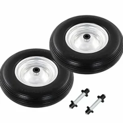 Outlet trillebørshjul med aksel 2 stk. massivt PU 4.00-8 390 mm Haveværktøj