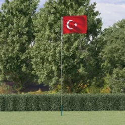 vidaXL Flag & Vindposer^Tyrkiet flag og flagstang 5,55 m aluminium