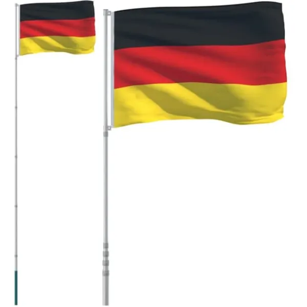 vidaXL Flag & Vindposer^Tyskland flag og flagstang 5,55 m aluminium - Flag & vimpler