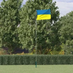 vidaXL Flag & Vindposer^Ukraine flag og flagstang 5,55 m aluminium