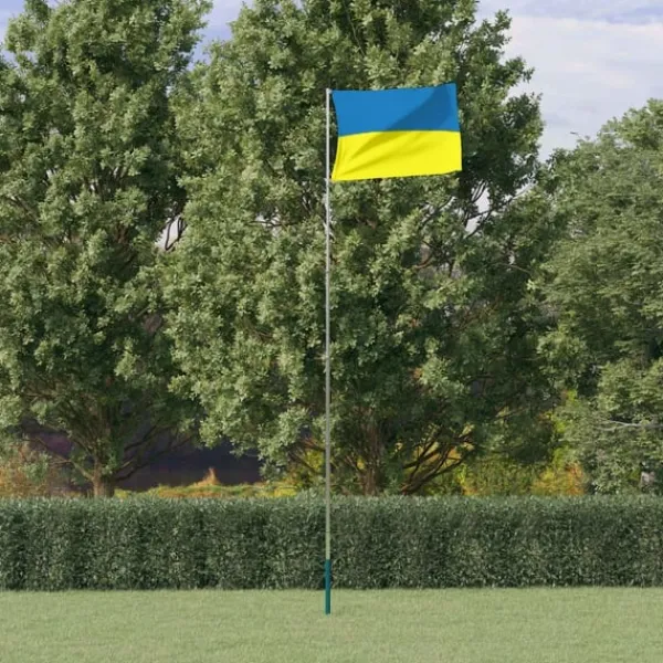 vidaXL Flag & Vindposer^Ukraine flag og flagstang 5,55 m aluminium