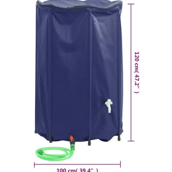 vidaXL Regntønder^vandtank med hane sammenfoldelig 1000 l PVC - Vandingsartikler