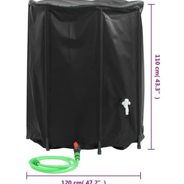 Outlet vandtank med hane sammenfoldelig 1250 l PVC - Vandingsartikler Regntønder