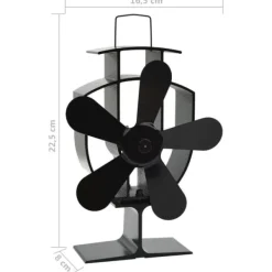 Outlet varmedrevet ovnventilator 5 blade sort - Brændekomfur – blæsere Tilbehør Til Brændeovne & Pejse