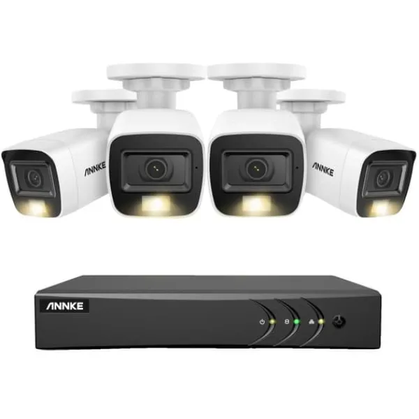 Sikkerhedsmonitorer & Videokameraer^Videoovervågningssystem, 8CH, 5MP opløsning, 30m kabel længde,4T, 8CH DVR 4Pcs Kits