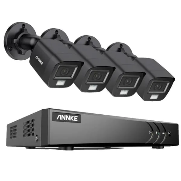 Outlet Videoovervågningssystem, 8CH, 5MP opløsning, 30m kabel længde,2T, 8CH DVR 4Pcs Kits-b Sikkerhedsmonitorer & Videokameraer
