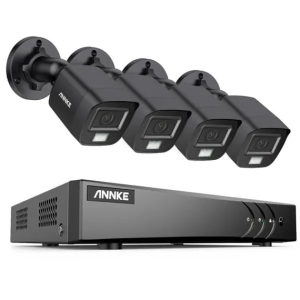 Outlet Videoovervågningssystem, 8CH, 5MP opløsning, 30m kabel længde,2T, 8CH DVR 4Pcs Kits-b Sikkerhedsmonitorer & Videokameraer
