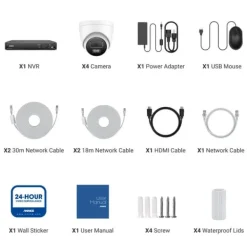 Sikkerhedsmonitorer & Videokameraer^Videoovervågningssystem, 3K Ultra HD opløsning, indbygget mikrofon, 4 stk kamera, 4T