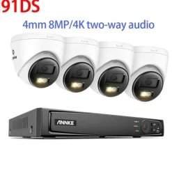 Discount Videoovervågningssystem, 8-kanals opsætning, smart dual-lys funktion,8MP 4stk cam Mic, 1T Sikkerhedsmonitorer & Videokameraer