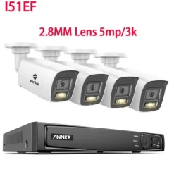 Sikkerhedsmonitorer & Videokameraer^Videoovervågningssystem, 8MP opløsning, Power Over Ethernet,4T, I51ES 5MP 4stk Mic-a