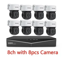 Sikkerhedsmonitorer & Videokameraer^Videoovervågningssystem, 2MP HD opløsning, høj klarhed kuglekamera, 1T, 8ch med 8 stk kameraer