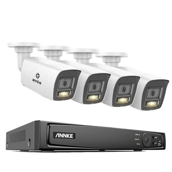 Sikkerhedsmonitorer & Videokameraer^Videoovervågningssystem, 8MP opløsning, Power Over Ethernet,I91DH 8mp 4stk Mic, 2T