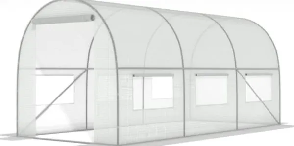 Hot Hobby Drivhus 4.5x2x2m - Holdbart, UV-bestandigt PE-dække, 9m² dyrkningsareal Drivhus
