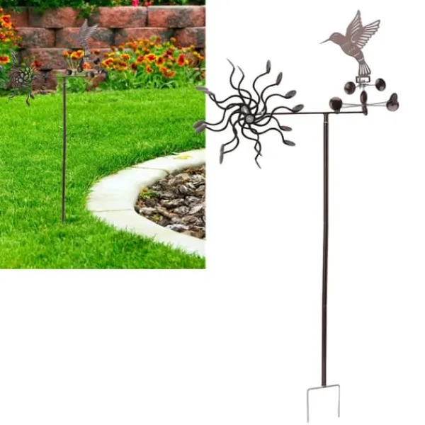 Outlet Vindmøller Jern Kolibri Metal Vindmølle Vindskulptur til Udendørs Græsplæne Have Terrasse Havepynt Vinddekoration
