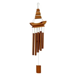 Outlet Vindspil, Bambus Sejlbåd, 72x20x6 cm, Brun Vinddekoration
