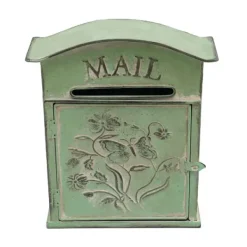 Best Vintage Postkasse - Vægmonteret Postkasse - Til Hegn - Præget Metal - Udendørs Brug - 27×10,5×31,2 cm - Brevindkast 9,5×1,5 cm - Grøn Postkasser & Brevindkast