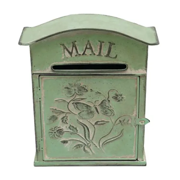 Best Vintage Postkasse - Vægmonteret Postkasse - Til Hegn - Præget Metal - Udendørs Brug - 27×10,5×31,2 cm - Brevindkast 9,5×1,5 cm - Grøn Postkasser & Brevindkast
