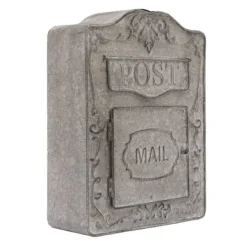 New Vintage postkasse - Vægmonteret postkasse - Hegn-/Vægmontering - Præget metal - Udendørs - Med låg - Mål 26×9,5×34 cm - Grå Postkasser & Brevindkast