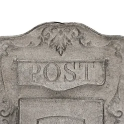 New Vintage postkasse - Vægmonteret postkasse - Hegn-/Vægmontering - Præget metal - Udendørs - Med låg - Mål 26×9,5×34 cm - Grå Postkasser & Brevindkast