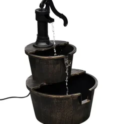 Online Vintagestil fontæne med brøndpumpedesign - Indendørs dekoration | Farve: Sort | Størrelse: Standard Springvand & Damme