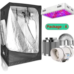 Kit Til Plante- & Urtedyrkning^Væksttelt Sæt, Fuldspektret LED Lys, Holdbare Materialer,50x50x100cm kit, Pakke A