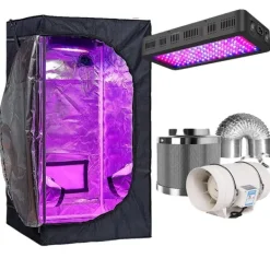 Sale Væksttelt Sæt, Fuldspektret LED Lys, Holdbare Materialer,Pakke B, 80x80x160cm sæt Kit Til Plante- & Urtedyrkning