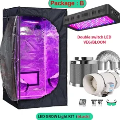 Sale Væksttelt Sæt, Fuldspektret LED Lys, Holdbare Materialer,Pakke B, 80x80x160cm sæt Kit Til Plante- & Urtedyrkning