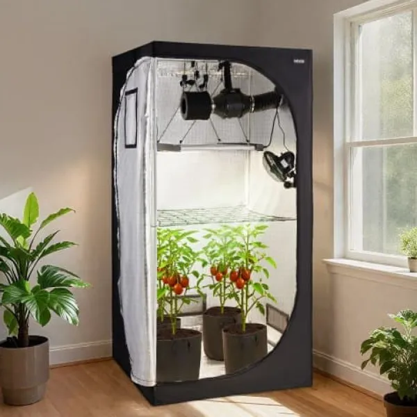 Kit Til Plante- & Urtedyrkning^Væksttelt sæt, 100x100x200 cm, Sort, Indendørs planteavl