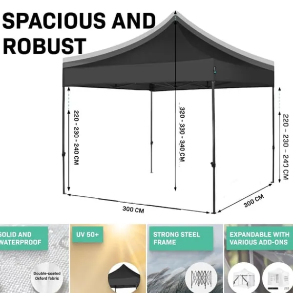 Discount Easy-Up Party Telt - 3x3 m | Sort Telte & Lysthuse