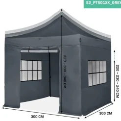 Sale Easy-Up Party Telt - 3x3 m | Sæt inkl. sidevægge - Grå Telte & Lysthuse