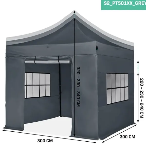 Sale Easy-Up Party Telt - 3x3 m | Sæt inkl. sidevægge - Grå Telte & Lysthuse