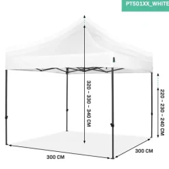 Clearance Easy-Up Party Telt - 3x3 m | Hvid Telte & Lysthuse