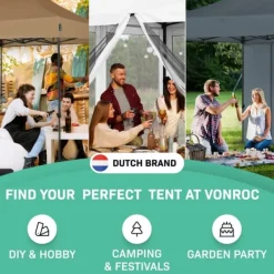 Clearance Easy-Up Party Telt - 3x3 m | Hvid Telte & Lysthuse