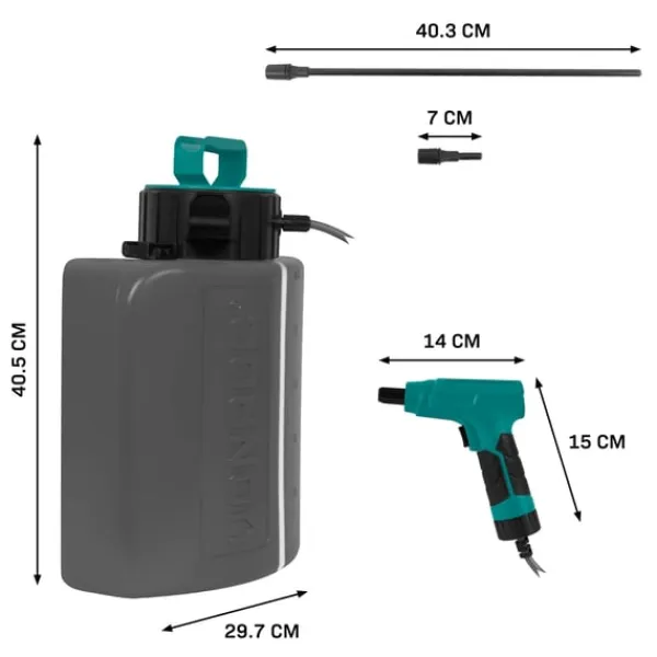 Clearance Elektrisk Tryksprøjte 10L – 4V | Sprøjt uden at pumpe | Genopladelig 4V batteri | Inkl. kort & lang sprøjtelanse + USB-C kabel Haveværktøj